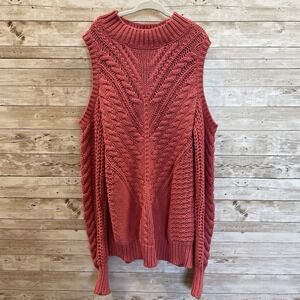 Aeropostale Womens S Sweater Cold Shoulder Rose Pink Mock Neck Long Sleeve‎